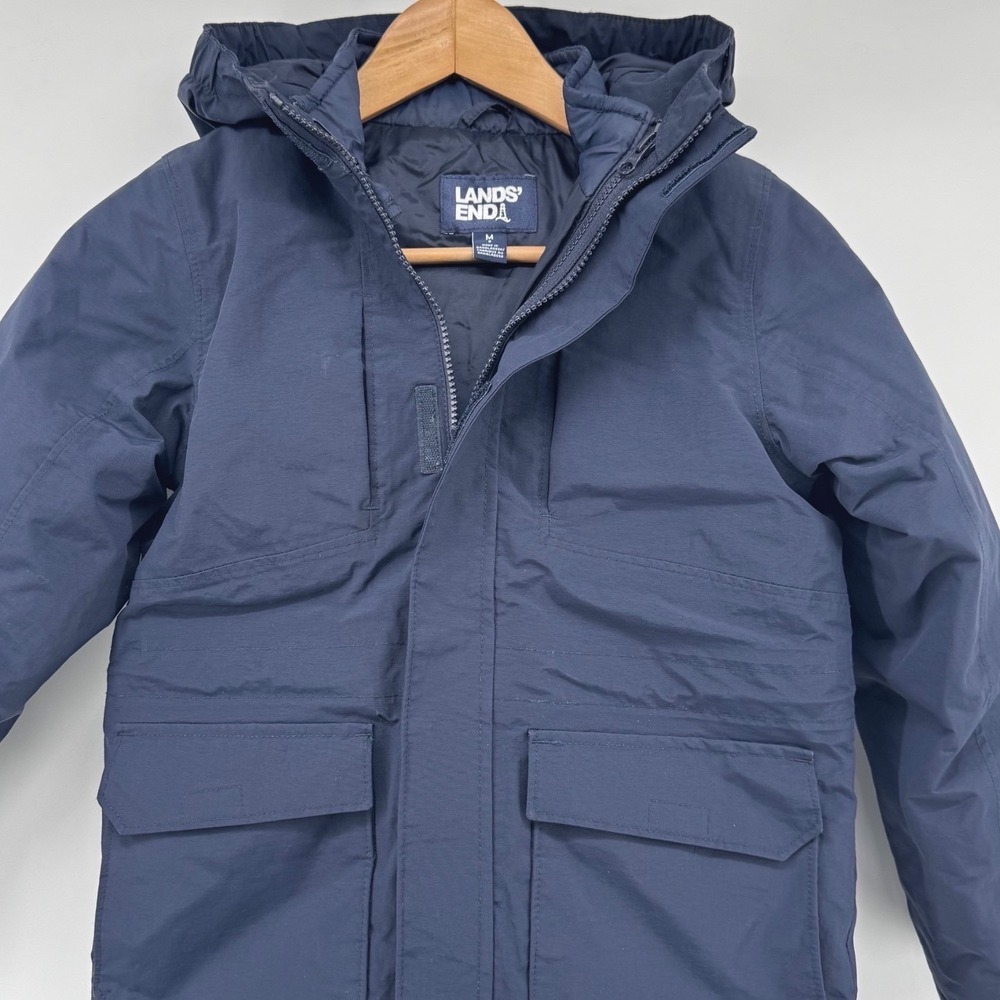 Lands End‎ Kids Navy Blue Hooded Winter Parka Jacket Size M 8